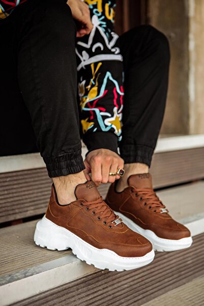 Rainon Store Brown - Men's Tan Leather High Sole Sneakers