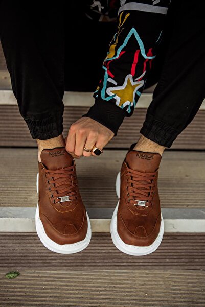 Rainon Store Brown - Men's Tan Leather High Sole Sneakers