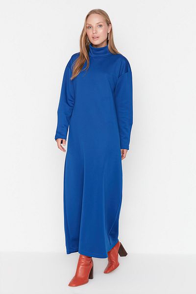 Trendyol Modest Saks Rolák Scuba Basic Pletené šaty TCTAW23EB00059