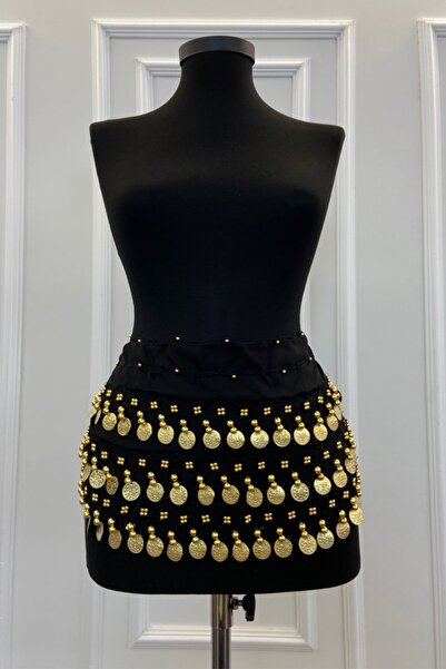 ZEYMERADE Siyah Şakira Oryantal Dansöz Dans Kemeri Pullu Zilli Kına Oyun Eğlence Nedime Düğün Shakira Kemer