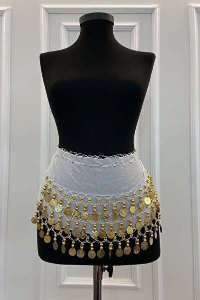 ZEYMERADE Beyaz Şakira Oryantal Dansöz Dans Kemeri Pullu Zilli Kına Oyun Eğle...