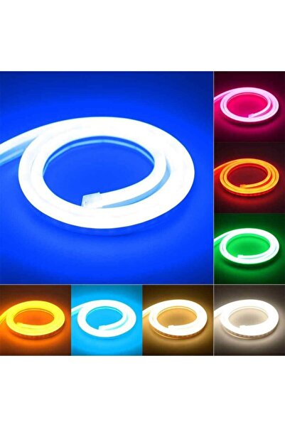 pazariz Neon Şerit Led Işık 3 Çip Rgb 5 Metre 220 Volt