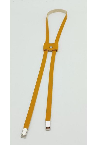 angel çanta aksesuar Mustard Single Layer Faux Leather Drawstring with Silver Metal