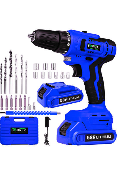 BÖHRER German 58v 5ah Pro Hummer Dark Blue Çift Akülü Yüksek Torq +24 Vidalam...