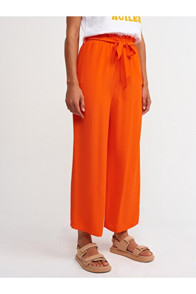 Dilvin 70567 Yüksek Bel Kuşaklı Pantolon-kırmızı