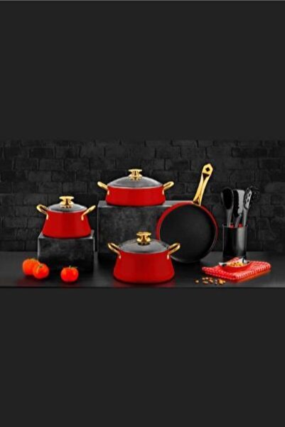 ÖZLİFE 6047 Lotus 7 Prc Granit Set Kırmızı