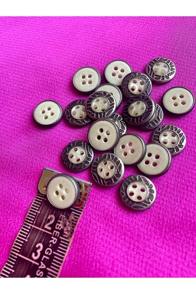 Düğme Butik Metal Double Sided Cream Color Metal Button 20 Pieces