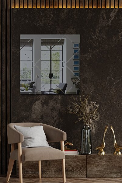 Decorita Ayna | Füme Ayna | Baklava Kanallı - Kare Ayna | 60cm X 60cm