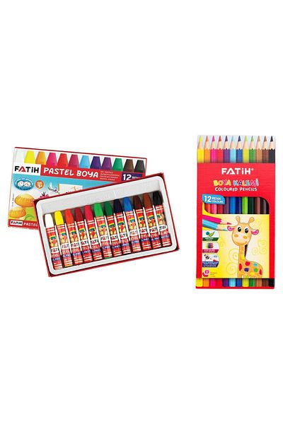 Fatih Dry Paint 12 Colors Full Size and Pastel Paint 12 Pack