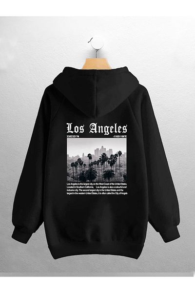CANDEL Φούτερ Unisex με κουκούλα Los Angeles Illustrated Back Printed