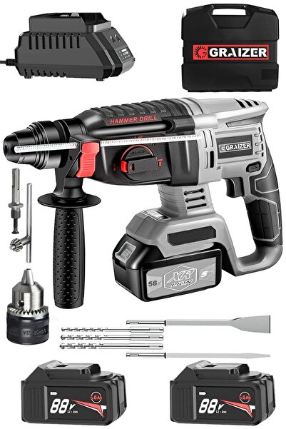 Graizer Alman 88 V 5 Ah Bakir Sargılı Çift Metal Şanzuman Akülü Kiricı Delici...