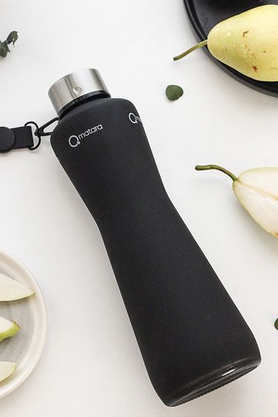 Qmatara Matte Black Glass Flask Premium 750 cc