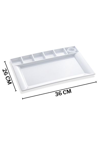 ÖzSa Home 12 Pieces Unbreakable Breakfast Table Dish with 7 Compartments Melamine Breakfast Plate for Hotel School Dining Hall