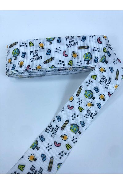 Hobigram Panglică grosgrain cu model pentru joacă și studiu Prețul este pentru 1 metru – Panglică, design elegant, accesoriu pentru femei –