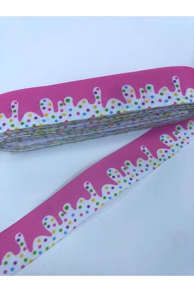Hobigram Ροζ κορδέλα Grosgrain με μοτίβο καραμέλα Τιμή για 1 μέτρο – Κορδέλα, Κομψό Σχέδιο, Γυναικείο Αξεσουάρ – Κορδέλα