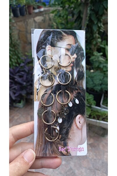 Atolye Ferda Mixed Figure Hair Earrings (8 Pieces)