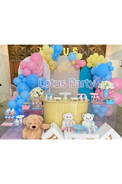 LOTUS PARTY 80 Pieces - Special Day Balloon Chain Set ( Blue - Yellow - Pink )