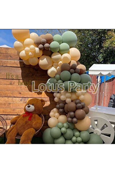 LOTUS PARTY 60 قطعة - مجموعة سلسلة بالونات بطابع سفاري (بني - لون السلمون - ب...