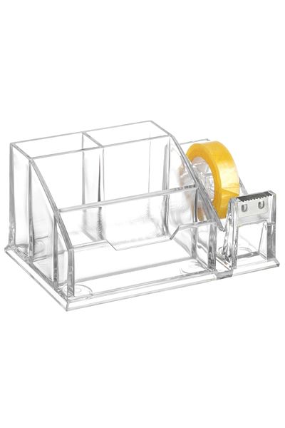 Bigpoint Desk Pen Holder Transparent with Tape Machine
