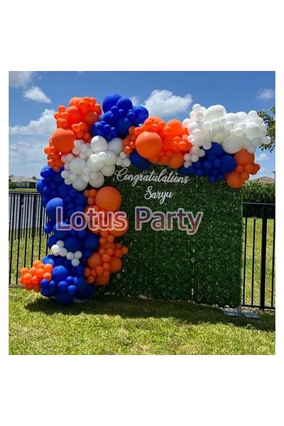 LOTUS PARTY 100 Pieces - Special Day Balloon Chain Set ( Orange - Blue - White Balloon )
