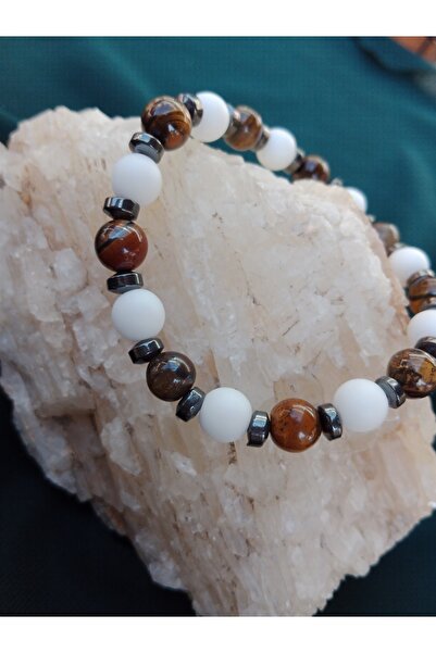 AGAFYA سوار الطاقة والاستقلال وتخفيف التوتر - السيلينيت والهيماتيت وعين النمر