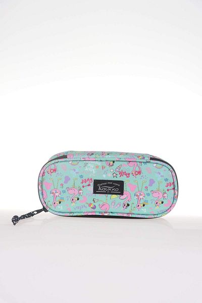 KAUKKO Nature Τσάντα Μολυβιών με Ειδική Θήκη Flamingo Mint (k2329)