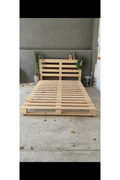Dekorozi Palet Yatak 140x200 Ölçü Tek Kişilik Ahşap Yatak Başlıklı