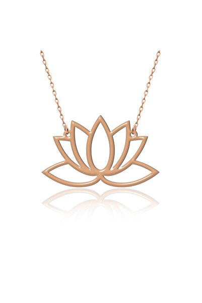 İNDİGO TAKI Sade Lotus Çiçeği Rose Gümüş Kolye