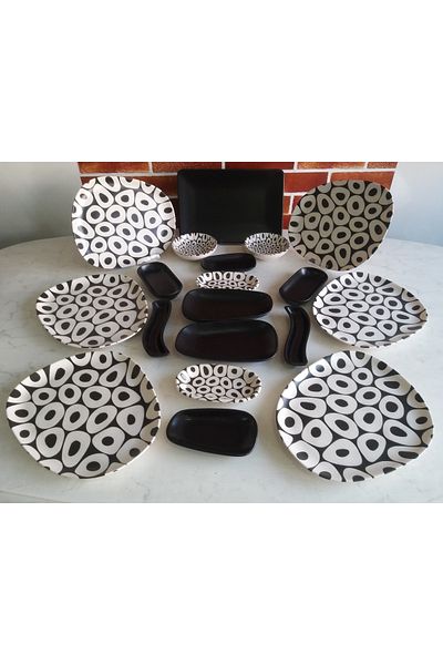 Keramika Black&white Tetra 19 Piece Breakfast Set