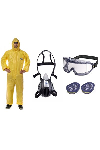 Dräger Tam Koruma Yüz Maskesi (drager 3300 Maske-abek Filtre-delta Plus Gözlük-tulum)