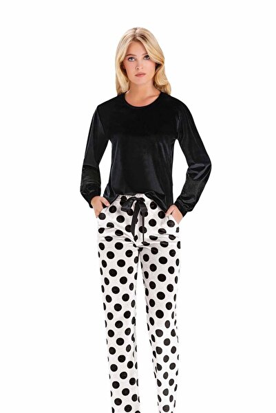 FLZ Kadın Kadife Uzun Kol Pijama Takımı 89-509
