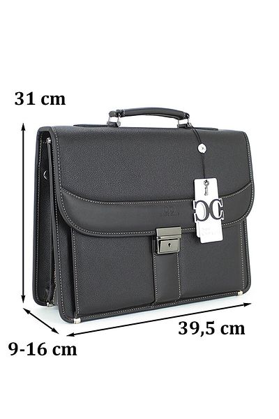 Case Club Briefcase Type Men's Handbag with Lock Mechanism Shoulder Strap and 15.6 Inch Laptop Compartment