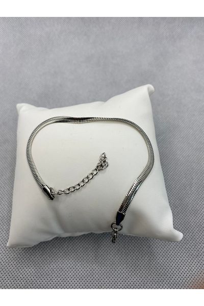Lizzy Unisex Silver Italian Flat Steel Bracelet