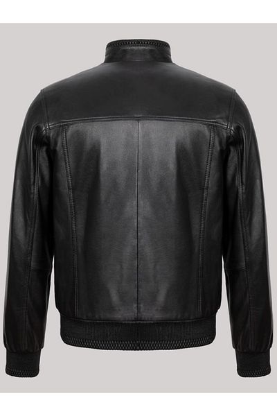 Derimont's Genuine Lambskin Black Men's Leather Coat Sleeve Elastic Waist Leather Jacket