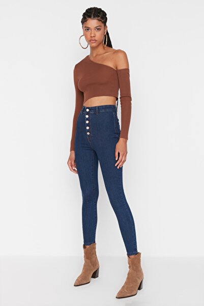 Trendyol Collection Темно-сині джинси джеггінси з високою талією TWOAW21JE0446