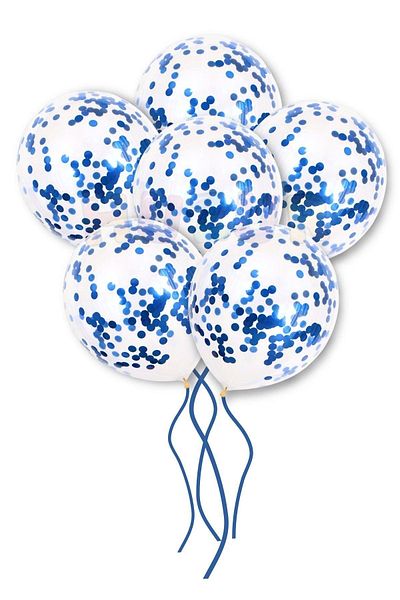 Huzur Party Store Clear Chrome Balloon Set with 20 Blue Confetti - 30 cm Sequin Sighted Party