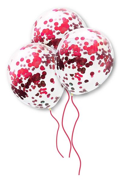 Huzur Party Store Transparent Sequin Balloon with 10 Red Confets - 30 cm Colorless Party Balloon