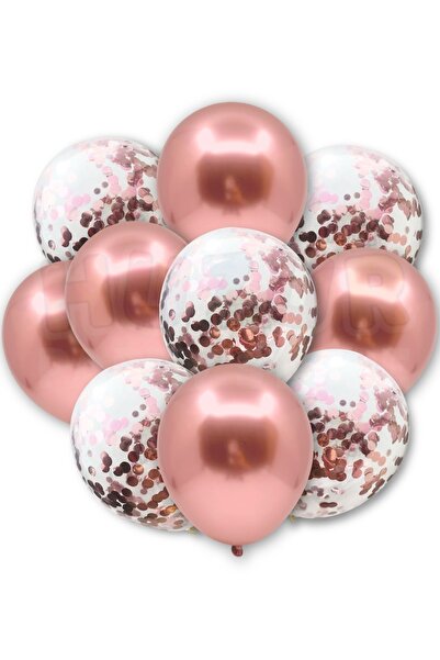 Huzur Party Store طقم بالونات كروم شفاف باللون الذهبي الوردي - 20 قطعة، 30 سم، ترتر