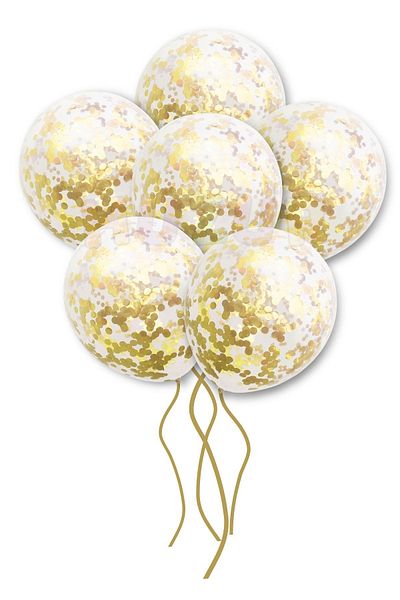 Huzur Party Store 20 Pieces 30 cm - Gold Colored Confet Transparent Balloon Set
