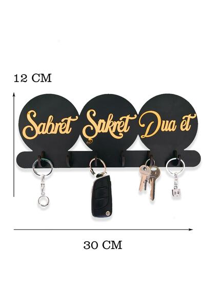 GEEG Sabret Şükret Dua Et Dekoratif Anahtar Askısı Anahtarlık Askı Aynalı Pleksi Yazılı Dini Anahtarlık