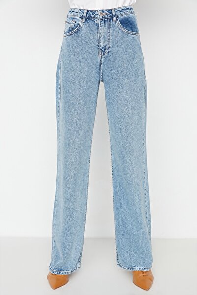 Trendyol Collection Blugi albastri cu talie inalta cu picioare late TWOAW22JE0471