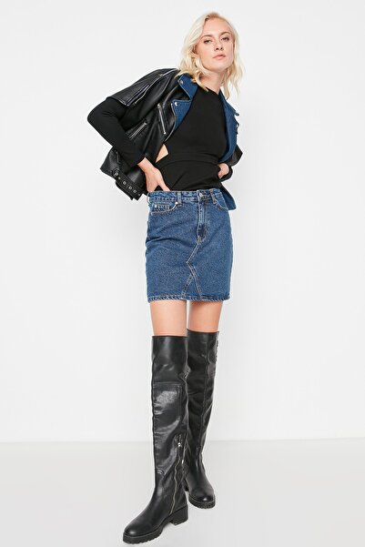 Trendyol Collection Indigo Basic mini farmerszoknya