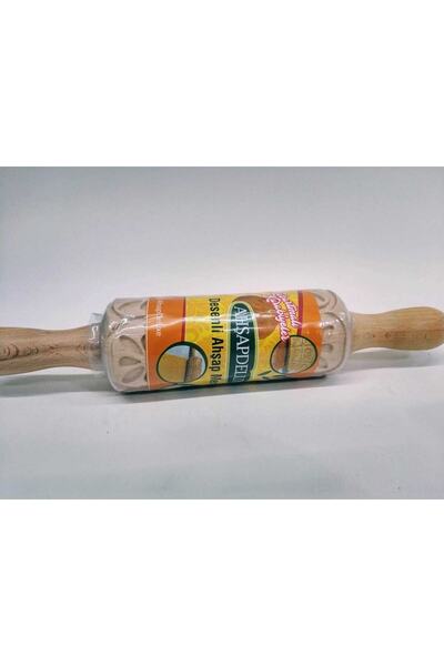 abnturk Desenli Hamur Açma Merdanesi Ahşap Merdane