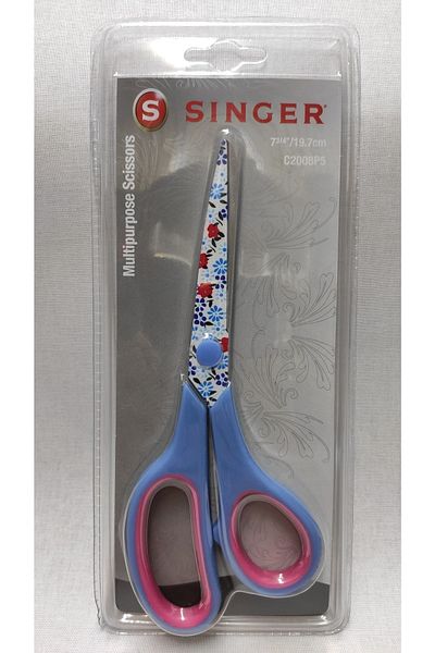 SİNGER مقص بمقبض ملون متعدد الأغراض مزين بالزهور