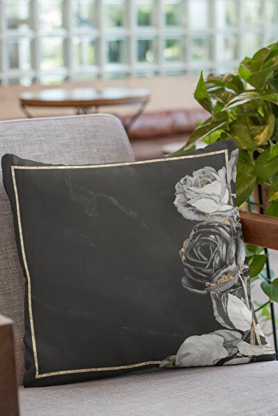 Viva Home 43x43cm Husă de pernă cu pene premium thailandeze cu din material tip stofă flori, cu două fețe Krl447