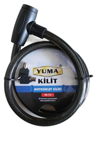 Yuma Motorcycle Bike Lock 120cm Ym735 Black Ym735