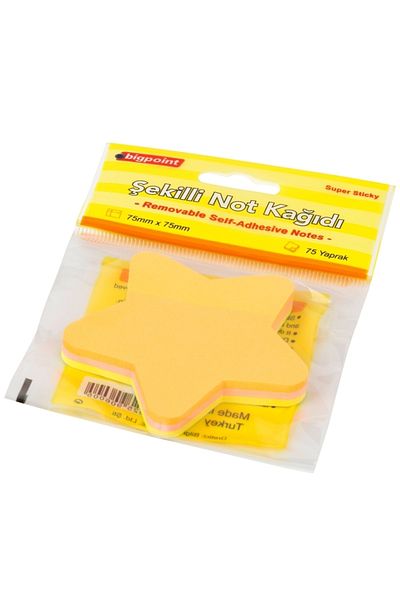 Bigpoint Star Patterned Shaped Note Paper - 75 Sheets