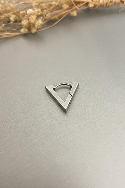 Jaida Moda Unisex 316l Stainless Steel Silver Color Triangle Earrings