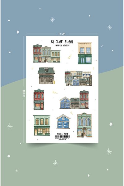 MuslimWalk Vintage Houses Eski Evler Sticker Etiket Seti #71