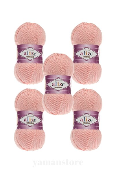 Alize Pudra Pink Cotton Gold Cod de culoare -393-fir de tricotat manual Pachet 5